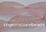 CNG5631 15.5 inches 15*35mm - 18*40mm faceted rice rose quartz beads