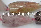 CNG5632 15*35mm - 18*45mm faceted teardrop strawberry quartz beads