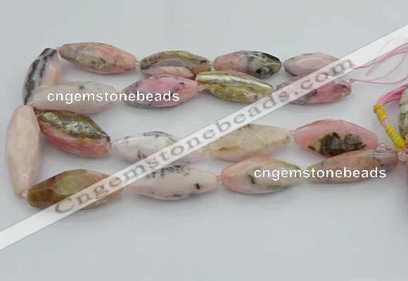 CNG5635 15.5 inches 15*35mm - 18*40mm faceted rice pink opal beads