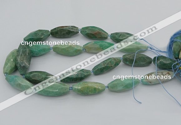 CNG5639 15.5 inches 15*35mm - 18*40mm faceted rice amazonite beads