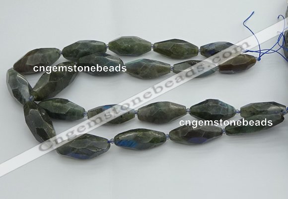 CNG5645 15.5 inches 15*35mm - 18*40mm faceted rice labradorite beads