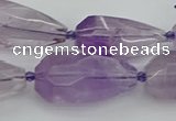 CNG5650 15.5 inches 15*35mm - 18*45mm faceted teardrop amethyst beads