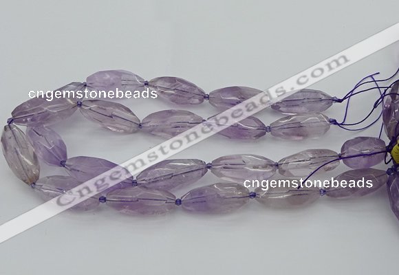 CNG5651 15.5 inches 15*35mm - 18*40mm faceted rice amethyst beads