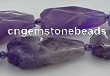 CNG5652 15.5 inches 15*35mm - 18*45mm faceted teardrop amethyst beads