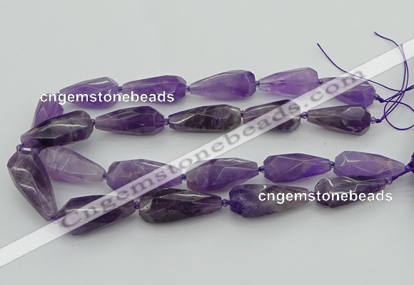 CNG5652 15.5 inches 15*35mm - 18*45mm faceted teardrop amethyst beads