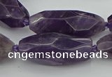 CNG5653 15.5 inches 15*35mm - 18*40mm faceted rice amethyst beads