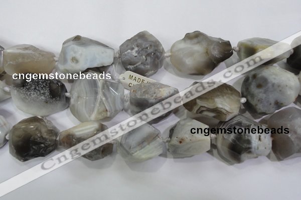 CNG566 28*30mm - 30*40mm faceted nuggets botswana agate beads