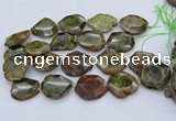 CNG5670 15.5 inches 25*35mm - 35*40mm faceted freeform green garnet beads