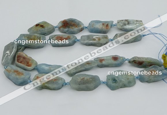 CNG5672 15.5 inches 15*35mm - 20*40mm freeform aquamarine beads