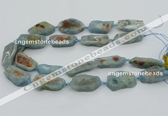 CNG5672 15.5 inches 15*35mm - 20*40mm freeform aquamarine beads