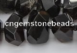 CNG5734 12*16mm - 15*20mm faceted nuggets ice black obsidian beads