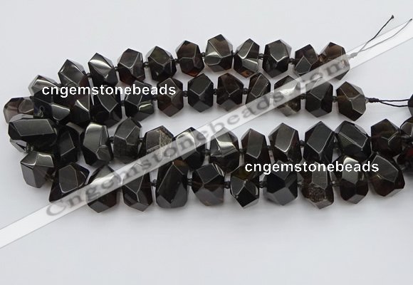 CNG5734 12*16mm - 15*20mm faceted nuggets ice black obsidian beads