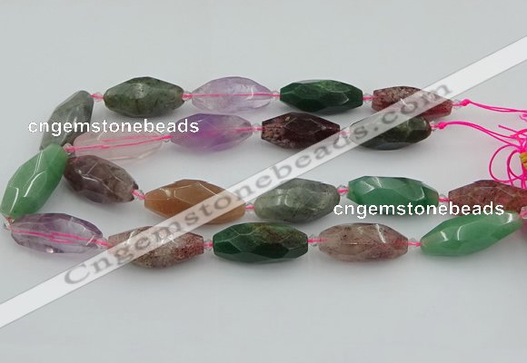 CNG5740 15*35mm - 18*40mm faceted rice mixed gemstone beads