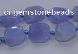 CNG5775 10*12mm - 10*14mm faceted freeform blue lace agate beads