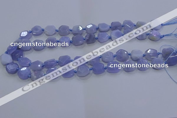 CNG5775 10*12mm - 10*14mm faceted freeform blue lace agate beads