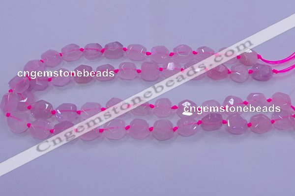 CNG5784 10*12mm - 10*14mm faceted freeform rose quartz beads