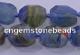 CNG5796 12*16mm - 13*18mm faceted nuggets blue calcite beads