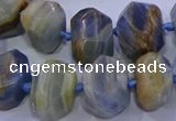 CNG5797 12*16mm - 13*18mm faceted nuggets blue calcite beads