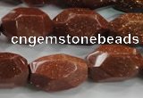 CNG581 15.5 inches 13*22mm faceted nuggets goldstone beads