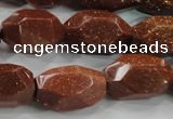 CNG581 15.5 inches 13*22mm faceted nuggets goldstone beads