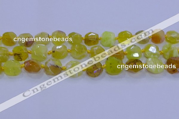 CNG5811 15.5 inches 10*12mm - 10*14mm faceted freeform yellow opal beads