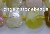 CNG5812 15.5 inches 10*14mm - 12*16mm faceted freeform yellow opal beads