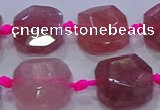 CNG5818 10*12mm - 10*14mm faceted freeform strawberry quartz beads