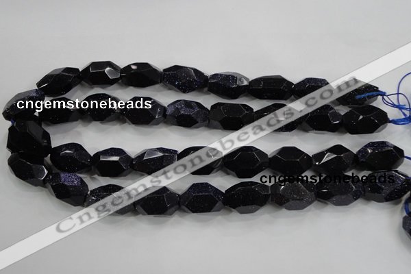 CNG582 15.5 inches 13*22mm faceted nuggets blue goldstone beads