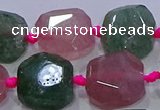 CNG5822 10*12mm - 10*14mm faceted freeform mixed strawberry quartz beads