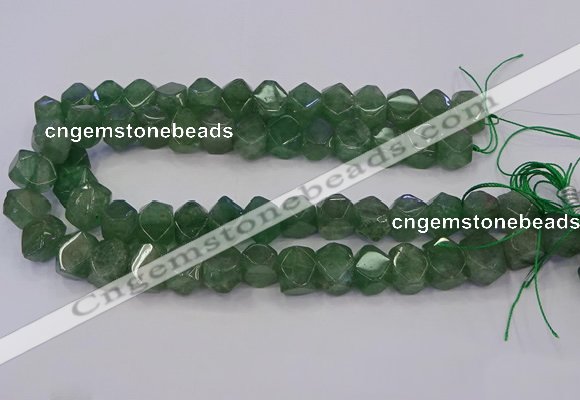 CNG5844 10*14mm - 12*16mm faceted nuggets green strawberry quartz beads