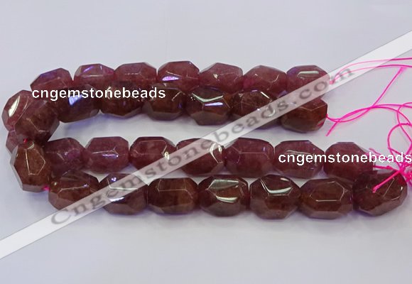 CNG5847 16*22mm - 18*25mm faceted nuggets strawberry quartz beads