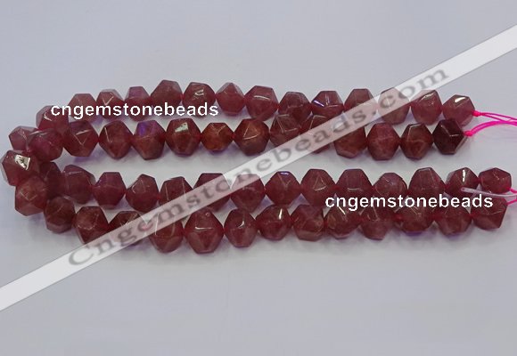 CNG5849 10*12mm - 14*15mm faceted nuggets strawberry quartz beads