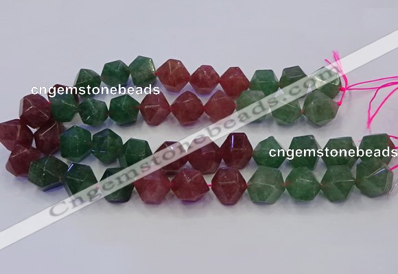 CNG5853 14*16mm - 16*18mm faceted nuggets mixed strawberry quartz beads