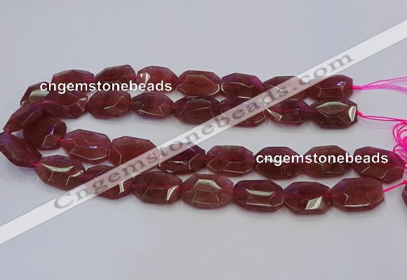 CNG5856 15*20mm - 20*25mm faceted freeform strawberry quartz beads