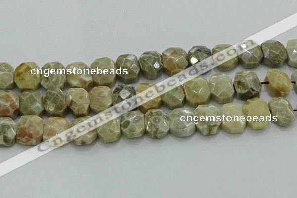 CNG5865 8*12mm - 12*16mm faceted freeform chrysanthemum agate beads