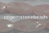 CNG587 15.5 inches 15*33mm faceted nuggets rose quartz beads