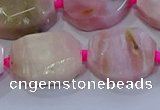 CNG5884 15.5 inches 10*14mm - 12*16mm faceted freeform pink opal beads