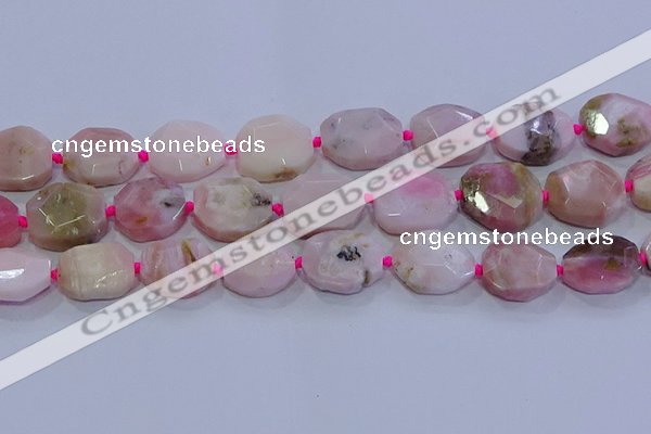 CNG5884 15.5 inches 10*14mm - 12*16mm faceted freeform pink opal beads