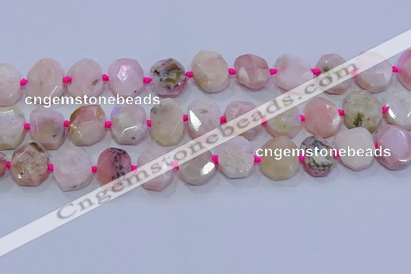 CNG5885 15.5 inches 10*14mm - 12*16mm faceted freeform pink opal beads