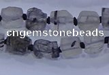 CNG5905 4*6mm - 6*10mm nuggets rough black rutilated quartz beads