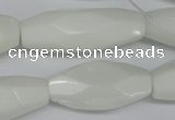 CNG591 12*30mm - 13*32mm faceted rice white porcelain nugget beads