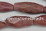 CNG592 13*30mm - 15*40mm faceted rice rhodochrosite nugget beads