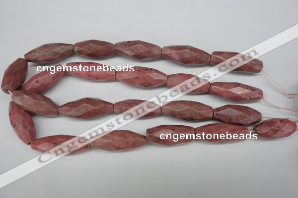 CNG592 13*30mm - 15*40mm faceted rice rhodochrosite nugget beads