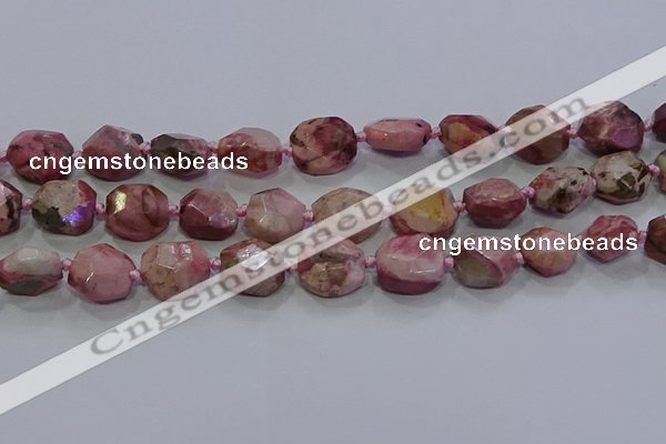 CNG5933 10*12mm - 10*14mm faceted freeform rhodochrosite beads