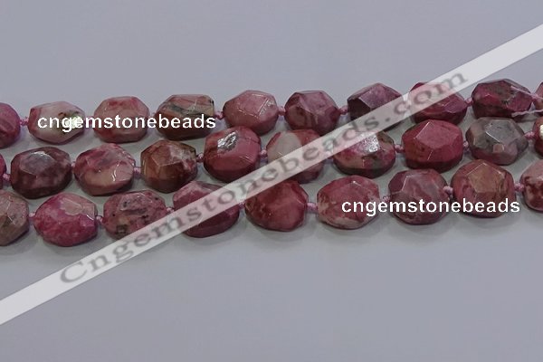 CNG5934 10*14mm - 12*16mm faceted freeform rhodochrosite beads