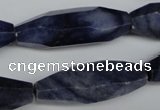 CNG594 11*35mm - 14*38mm faceted rice blue aventurine nugget beads