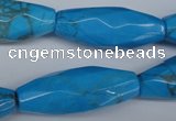 CNG595 12*32mm - 14*36mm faceted rice synthetic turquoise nugget beads