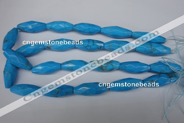 CNG595 12*32mm - 14*36mm faceted rice synthetic turquoise nugget beads