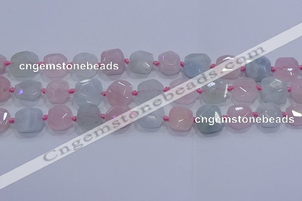 CNG5950 15.5 inches 10*12mm - 10*14mm faceted freeform morganite beads