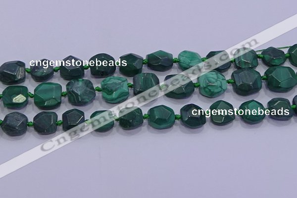 CNG5953 15.5 inches 10*12mm - 10*14mm faceted freeform malachite beads